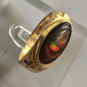 SOLD ***Vibrant Mens 14k Fire Agate Ring 6.5g